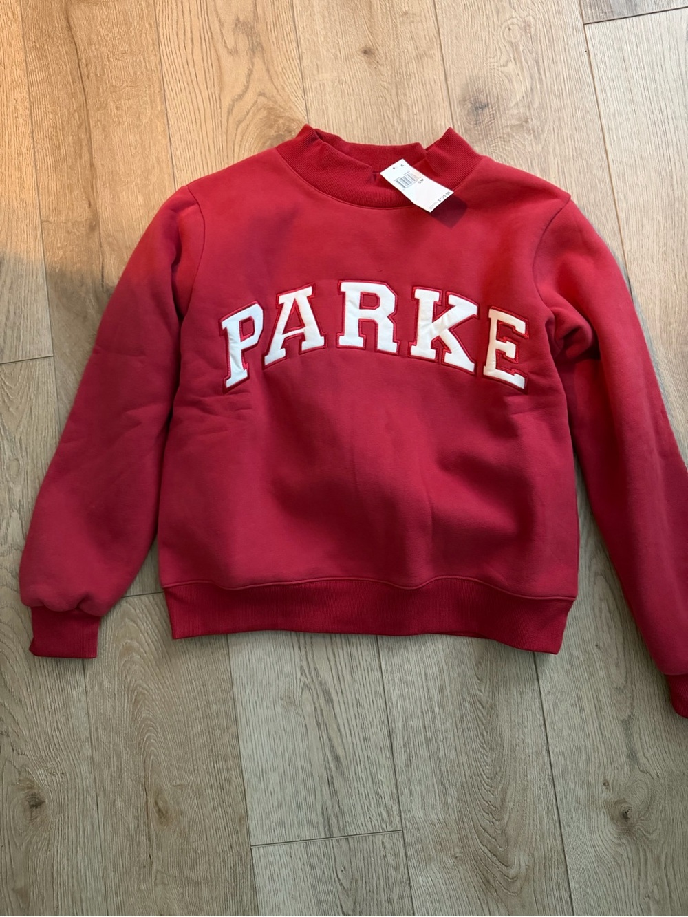 PARKE Red Mock-Turtleneck Logo Sweatshirt - Picture 5 of 9